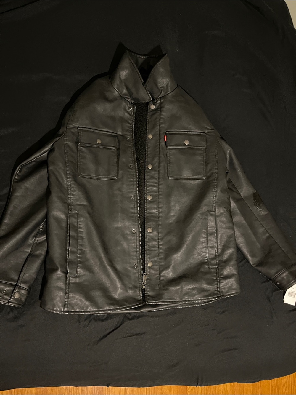 Levi's Black Faux Leather Shirt Jacket